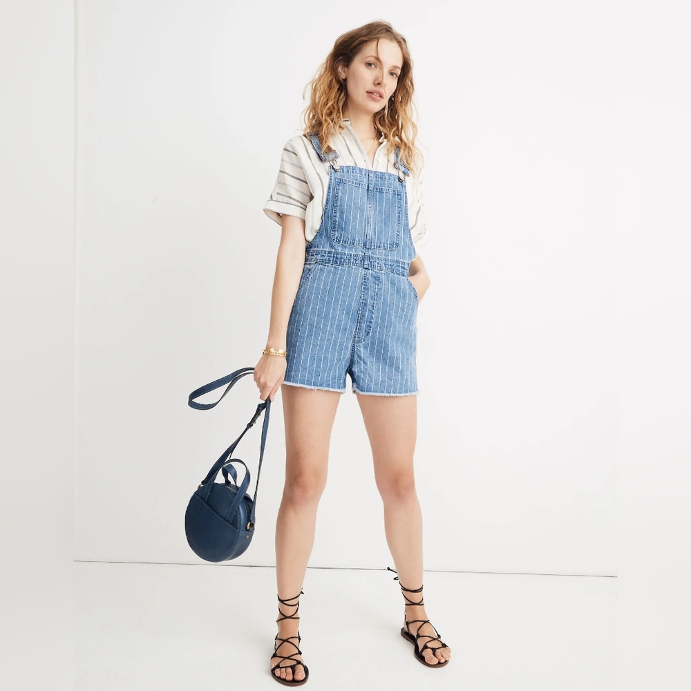 Madewell Pinyon Shorts Overalls in Pinstripe Size XS